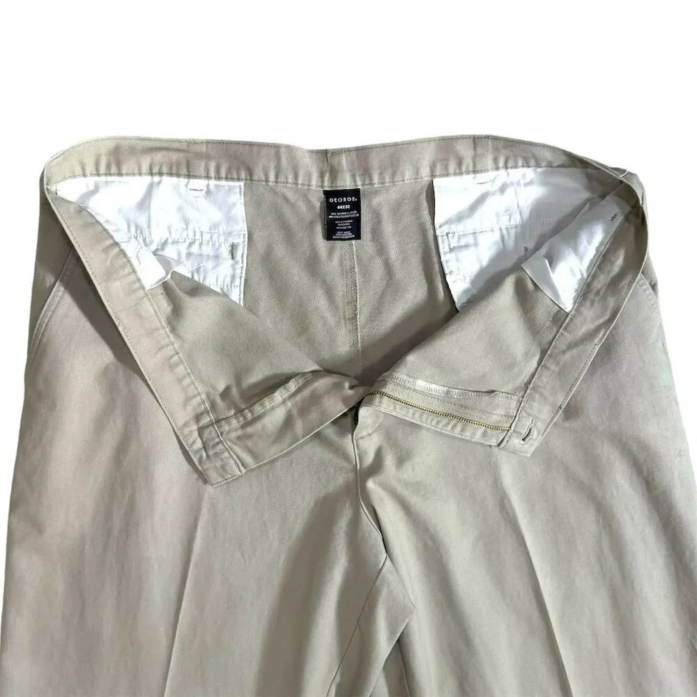 George Men's Relaxed‎ Fit Chino Pants Beige Cream Size 44 x 32 Casual